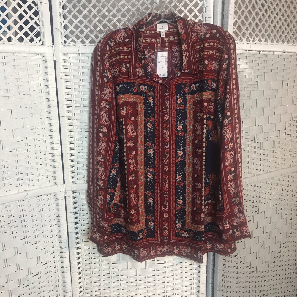 Dressbarn button up floral lady blouse size L & XL